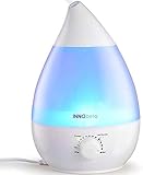 InnoBeta Waterdrop 2,4 Liter Ultraschall Luftbefeuchter Cool Mist mit Filter für Babys, Kinder, Die Ganze Nacht Hindurch, Leise, Automatische Ausschaltung,langlebig, 7-farbige LED-Lichter (bis 35m²)