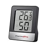 ThermoPro TP49B digitales Mini Thermo-Hygrometer Thermometer Hygrometer innen Temperatur und Luftfeuchtigkeitmessgerät mit Smiley-Indikator für Raumklimakontrolle, Schwarz
